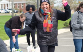 Elaine Whitney strikes a pose at OneGenAway's Mobile Pantry.